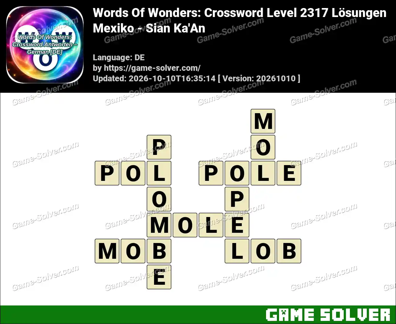 Words Of Wonders: Crossword Level 2317 Lösungen – Mexiko – Sian Ka’An